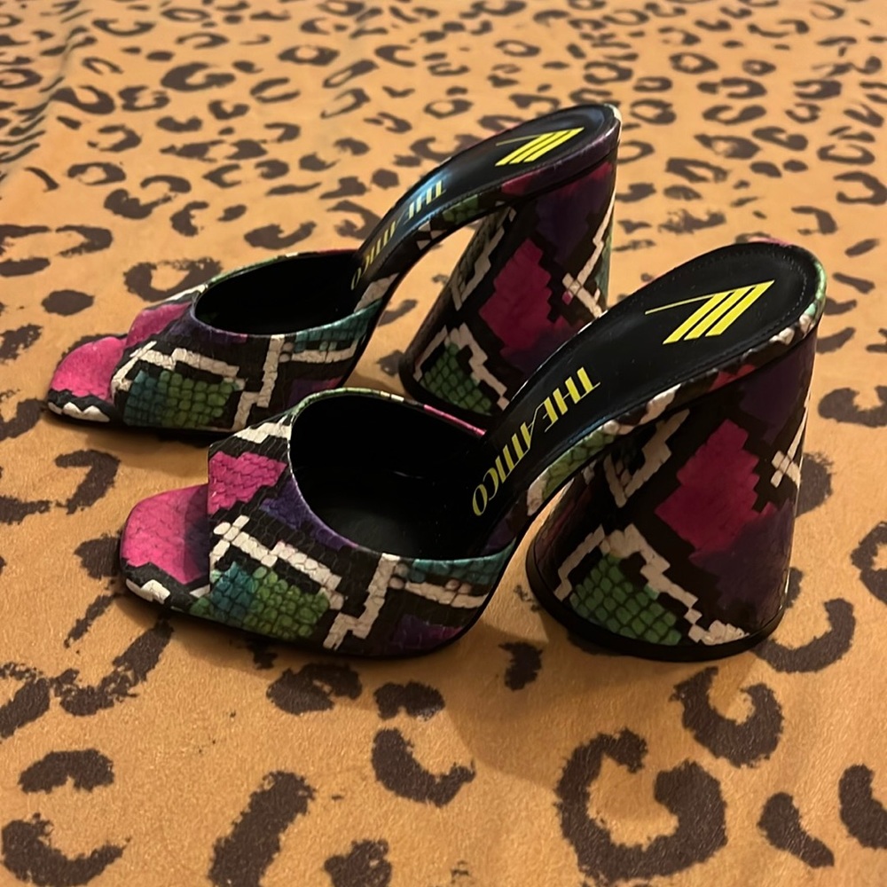 Attico Multi Color Snake Skin Wedges
